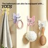 Hair Tie Holder Hook Rotating Butterfly Adhesive Wall Hooks, 3-Prong No-Drill Swivel Hangers, with Key Adjustable Angle Space-Saving Hook, for