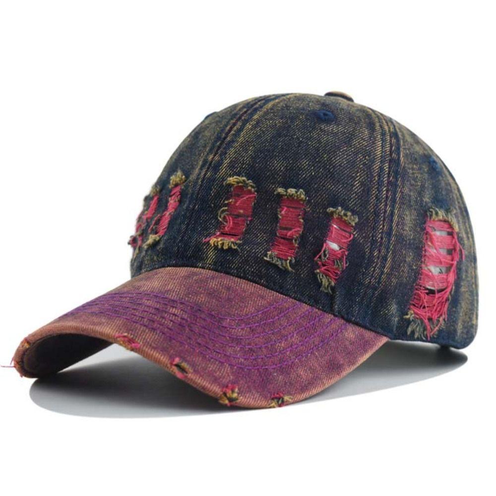 Sunscreen Unisex Retro Peaked Hat Sunshade Distressed Colorful Casquette  All Seasons