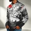Men's Casual Halloween Print Long Sleeve Shirt Loose Fit