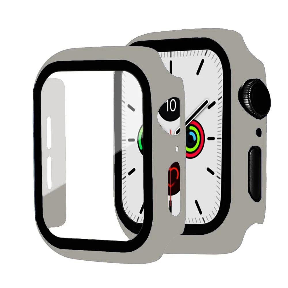 Tempered Glass+Case For Apple Watch Series 9 8 7 41mm 45mm 42mm PC Bumper Screen Protector Cover iWatch 6 5 4 Se 44mm 40mm Shell