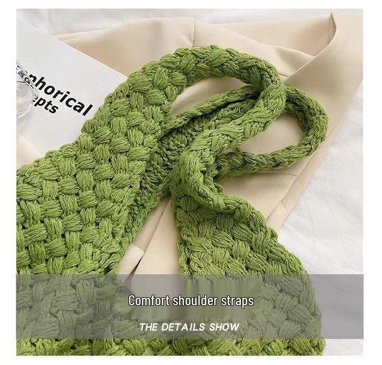 Retro Knitted Wool Tote Bag - Women's Handmade Shoulder Handbag