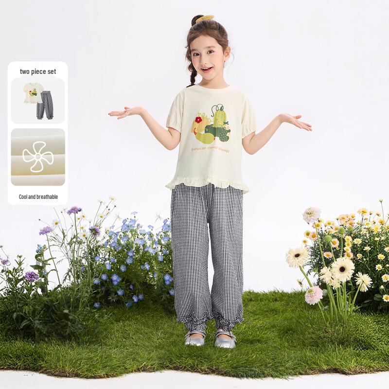 Girls  Cartoon Print Casual Two-Piece Summer Set 130