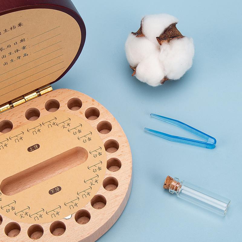 Wooden Baby Kids Tooth Storage Box Tooth Wood Box Organizer Milk Teeth Wood Storage Collecting Teeth Umbilical Cord Box