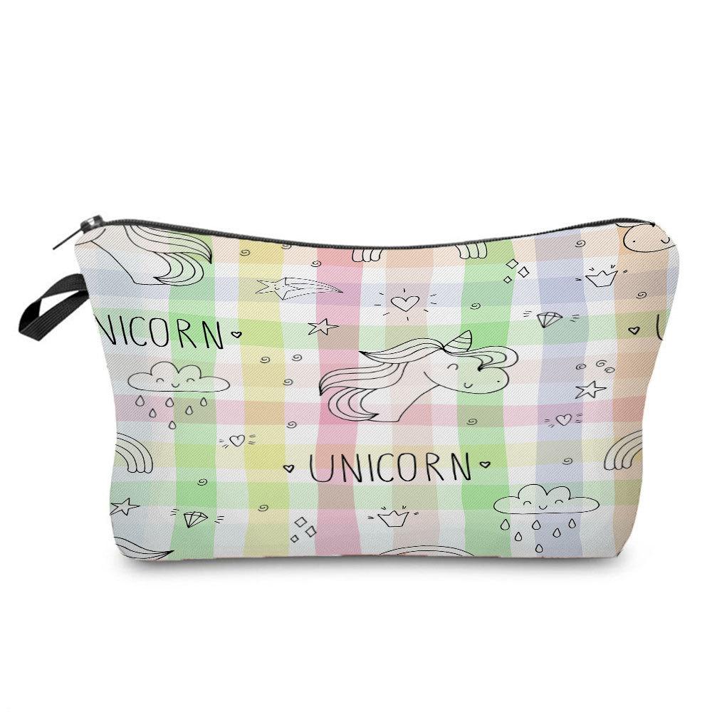 Women Unicorn Print Cosmetic Bag Toiletries Organize Travel Storage Case 6365 KTB