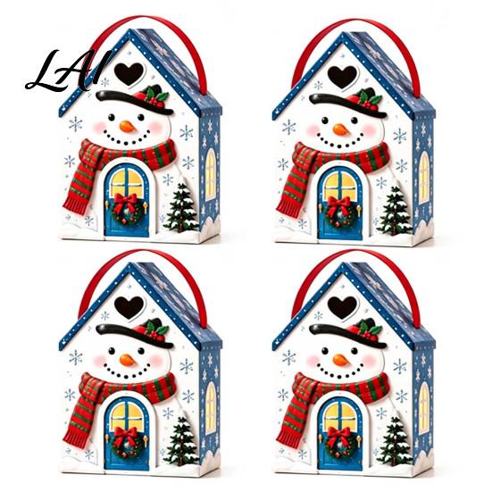Seasonal Candy Packaging Boxes Christmas House Handle 3D with Gift Box Gingerbread/Santa Claus/Tree/Snowflake Decorative Cardboard