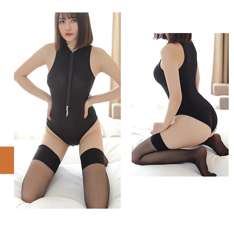 

Аниме Сексуальные цельные комбинезоны Косплей Костюм Бикини Sukumizu Купальник Молния Открытая грудь Промежность Тонкий Женский Боди One Size