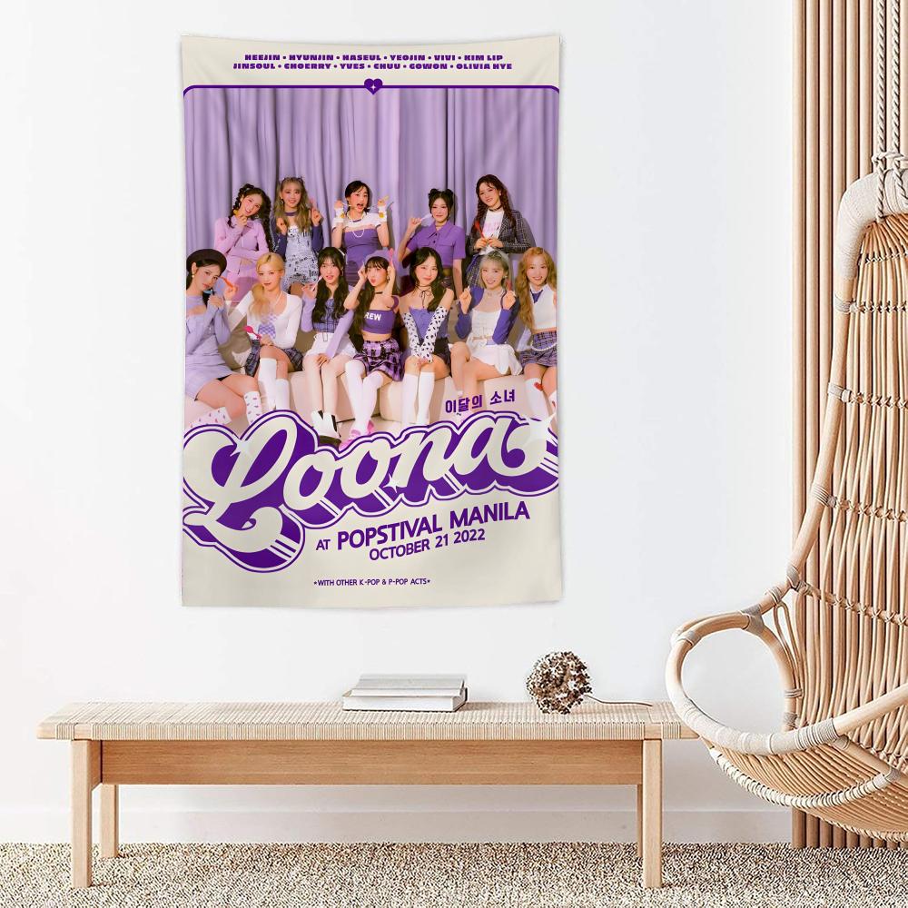 Korea Kpop Band LLoona Kpop Tapestry Microfiber Wall Hanging For Bedroom Living Room Decor Outdoor Festival Bar Background