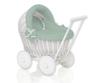 Wicker Doll Pram Pushchair White With Sage Bedding And Soft Lining Stella