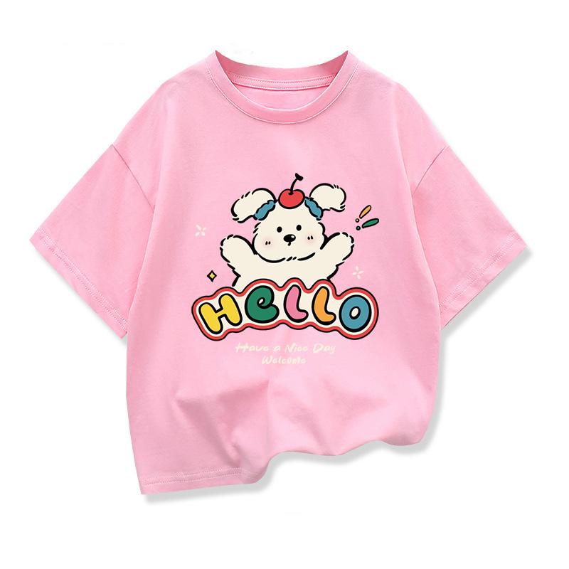 

2026 New Summer Clothing for Boys and Girls Cute Puppy T-Shirt Children s Short Sleeve Cartoon Pattern 160
