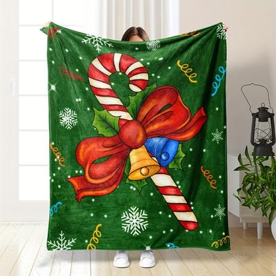 Christmas Candy Cane Blanket Cozy Flannel Throw for Holiday Decor AllSeason Comfort Festive Sweetness Gift