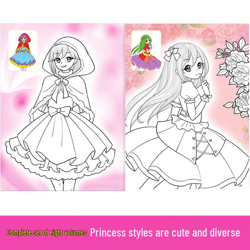 Princess Dress-Up Coloring Book for Girls Ages 3-10