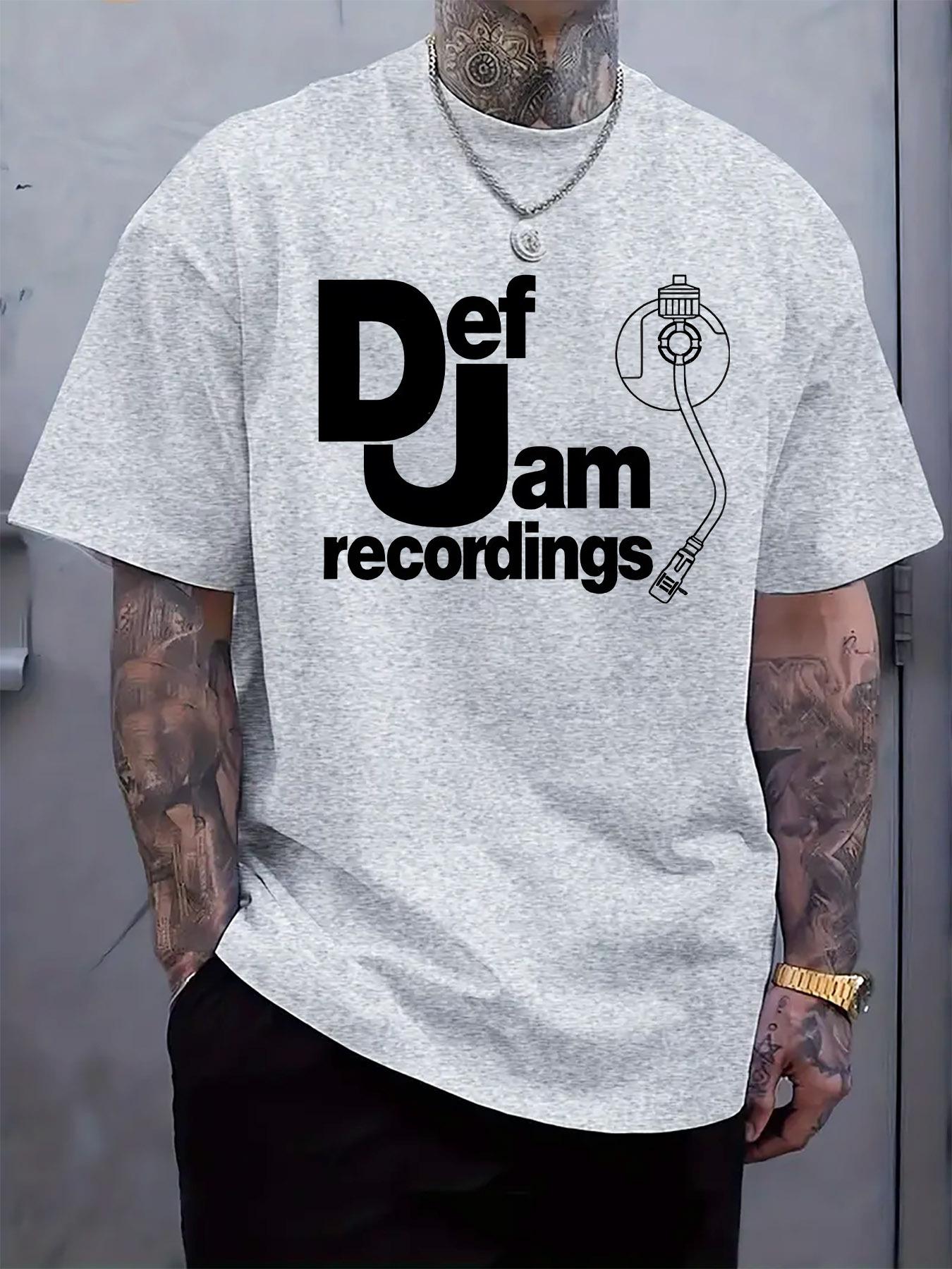 Def Jam Recordings Graphic Tee - Casual Crew Neck Short Sleeve T-shirt with DJ Headphone Design M