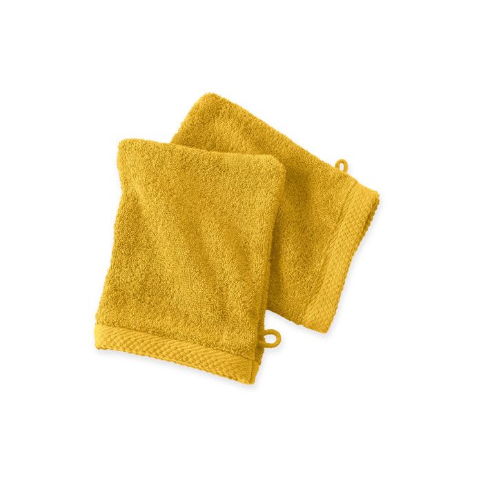Lot de 2 gants de toilette "Soft" 16 x 21 cm 100% Coton Peigné / 600 gr/m² - Soft Safran