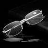 Anti-Blue Light Blocking Fashion Reading Glasses Full-Frame Metal Eyewear HD Ultra Light Portable Eyewear for Men Women 0~+4.0