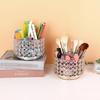BTSKY Crystal 360 Degree Rotating Desk Organizer Decorative Storage Box with 4 Compartments, Glitter Metal Makeup Brush Holder Elegant Storage Caddy