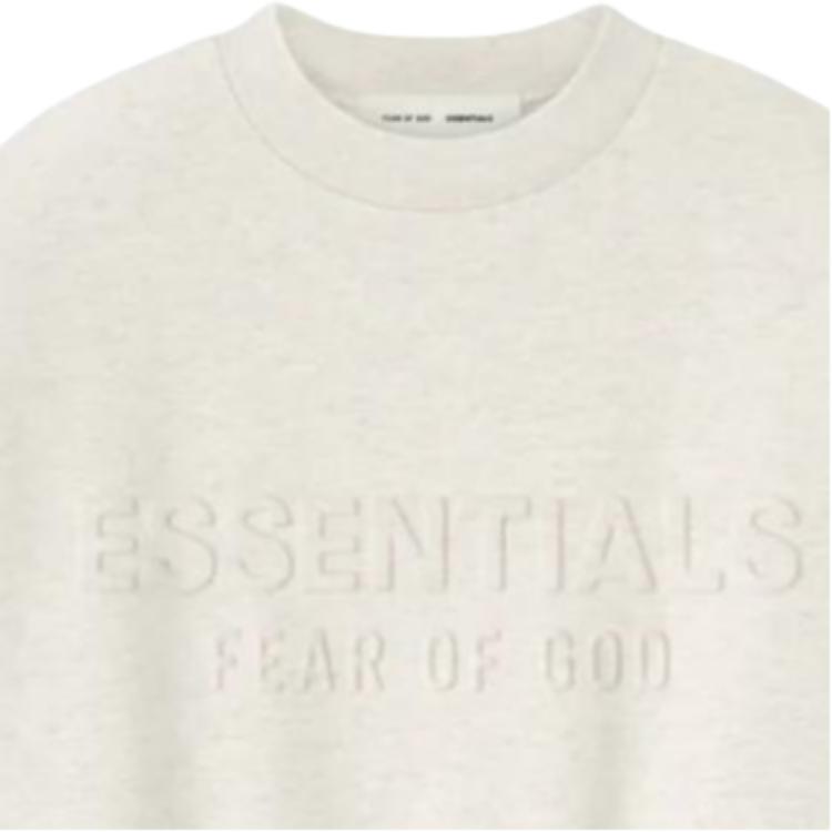 Fear of God Essentials Embossed Classic Crewneck Sweatshirt Oatmeal Heather Men Tops Grey 192HO256552F