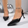 Fashion 2025 Spring Ankle Buckle Strap Women Pumps Designer Narrow Band Pointed Toe Thin Low Heels Dress Slingbacks Mule Shoes