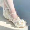 Sweet Girls Lolita Wedding Dress Kitten Heels Shoes Young Women Students Cute Sakura Lace Bowknots Princess Mary Janes Sandals