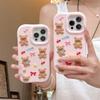 For iPhone 16 15 14 13 12 Pro Max Pink Phone Case So Cute Bowknot Bear Anime Soft Silicone 3D Cartoon Cover