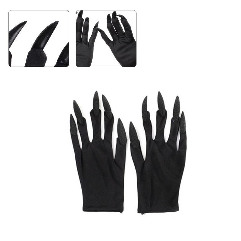 Scary Fingernails Claw Gloves with Shining Long Nails Party Decorations Props