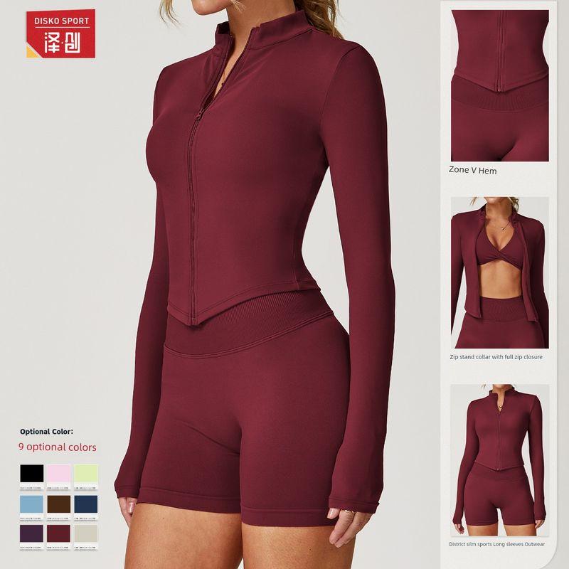 Guangzhou Zechuang Clothing Co., Ltd. Quick-Drying Nude Feel Fitness Outwear Women's Zipper Outwear Running Sports Tight