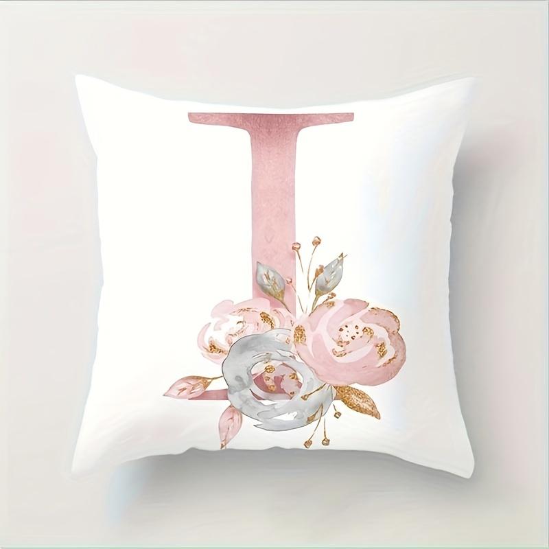 Abc Letter Floral Alphabet Decorative Pillow Cover Indoor Outdoor Party Farmhouse Home Decor Peach Skin Monogram Aesthetic Art