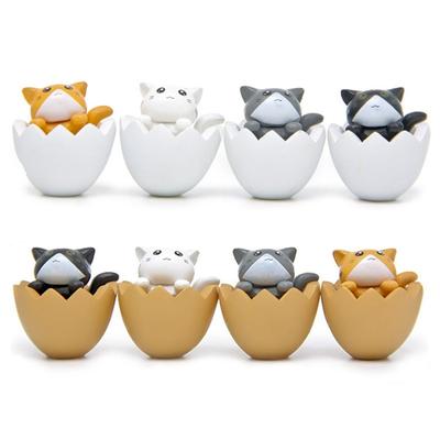 4Pcs Cute Cat In Eggshell Crafts Sculpture Moss Miniature Landscape Flower Pot Garden DIY Decoration Supplies