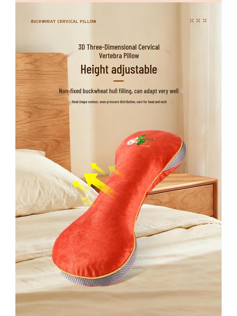 Soba Cervical Pillow with Mugwort Fluff and Holland Velvet Neck Protector