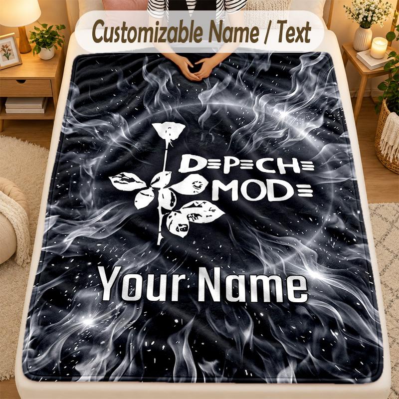 FlaneldeckeDepeche Mode Benutzerdefinierter Name Text Personalisierte Weiche Warme Überwurfdecke Heimdekoration Geschenk