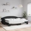 Vidaxl Sofa Rozsuwana Z Materacami, Czarna, 90X200 Cm, Tkanina