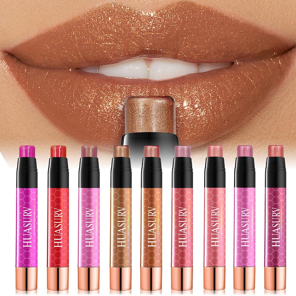 HUASURV Ten-color Long-lasting Pearlescent Lipstick , Complexion Moisturizing, Easy To Color, Pearlescent Fine Flash