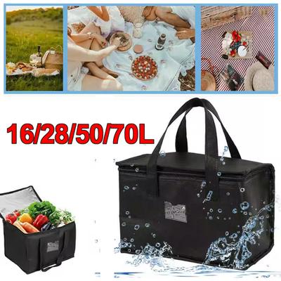 28-70L Isolierte Tragetasche Lebensmittel Obst Essen Mahlzeit Großer Stauraum Kühltasche Lieferung Reißverschluss Thermotasche Organisierer für den Außenmarkt