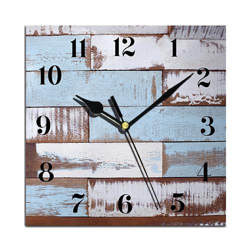 24 Cm Fashion Originality Wooden Square Wall-mounted Clock Quiet Desk Clock for Kitchen Office Living Room Study Dining Room