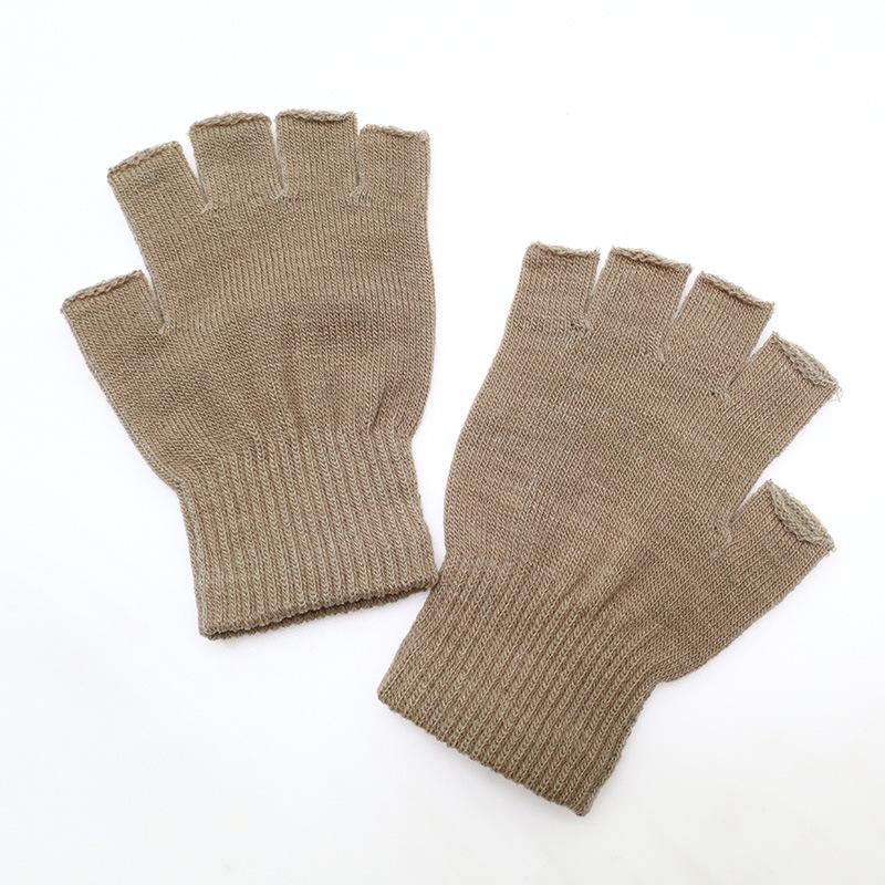 

Трикотажні рукавички унісекс з півпальцями – тонкий стиль, тепла вовна для осені/зими, ідеальні для студентів, які пишуть, відкриті два кінчики пальців і повні пальці One Size хакі