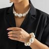 2 Stück Übertriebene Große Imitation Perlen Choker Halsketten Armbänder für Damen Wed Goth Perlen Maxi Kette Grunge Schmuck Set Steampunk