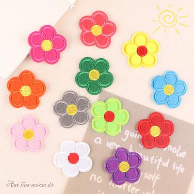 Etichetă brodată floare multicoloră bagaje accesorii îmbrăcăminte plasture adeziv autocolant sursă broderie autocolant pânză broderie