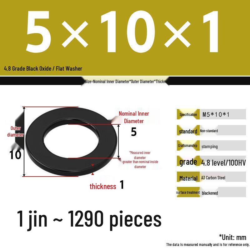 Blackened Enlarged Thickened Metal Washer - M3-M42