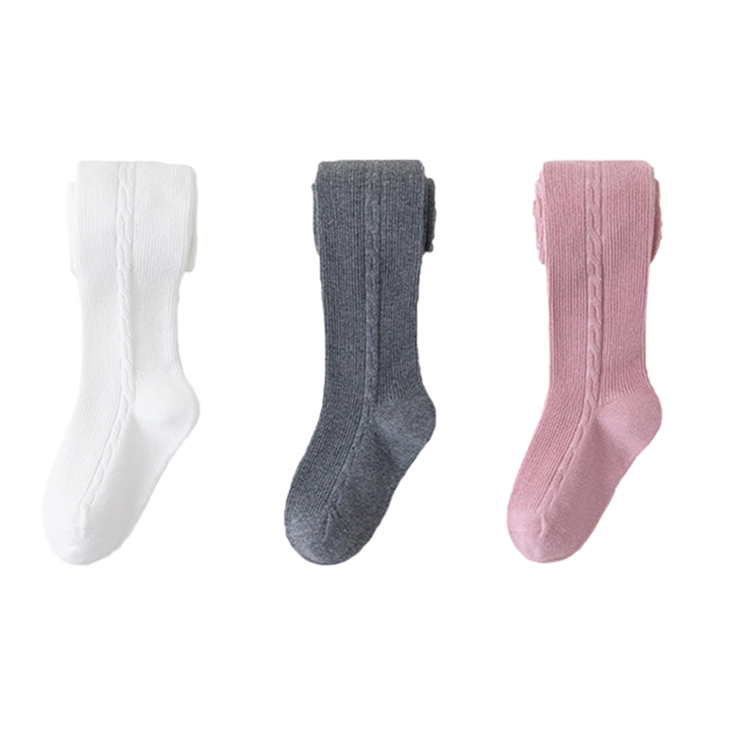 

LOLANTA Kids Knitted Thermal Tights, Thick Faux Tights for Warmth, Girls Leggings with Leggings, 3-Pair Set, White/Gray/Pink, Ages 8-10