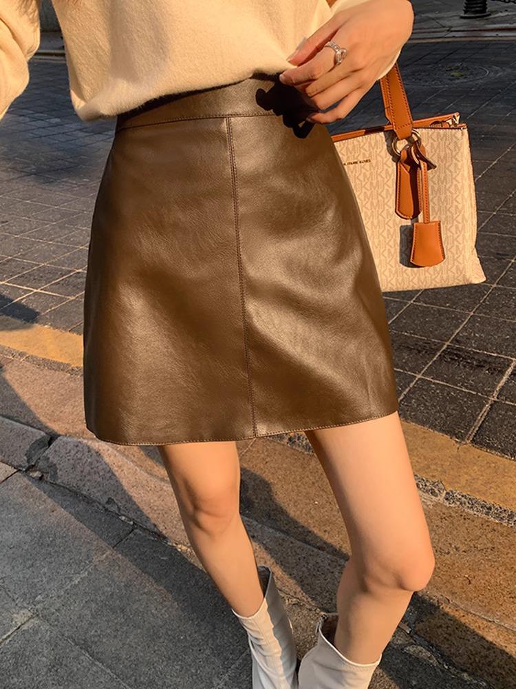 Women's High Waist Slim PU Leather Skirt - Popular Autumn/Winter 2023