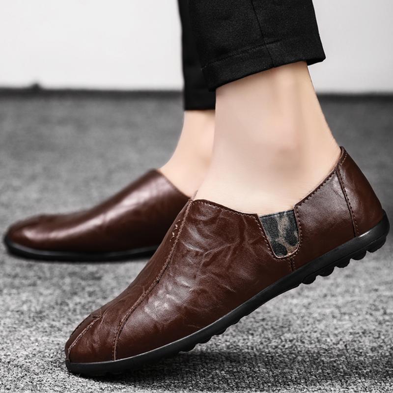 fashion Men Leather Shoes 2024 New Fashion Comfortable Moccasins Sneakers For Men Slip On Men Vulcanize Shoes Leisure Flat Male Loafers