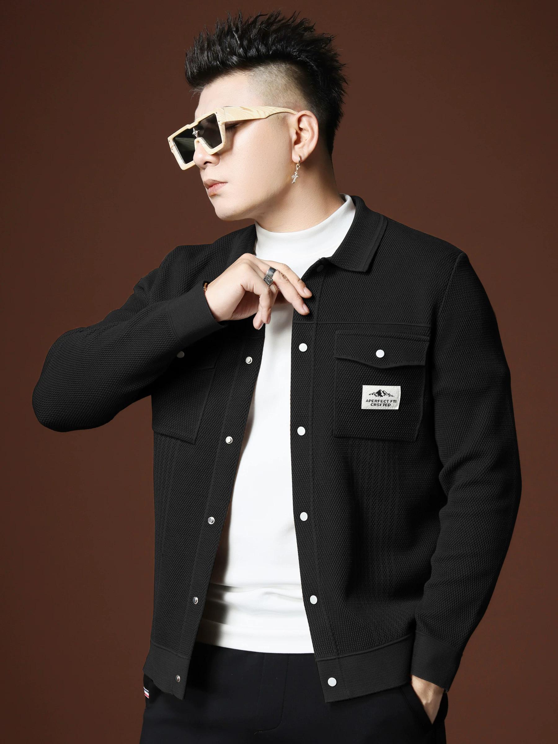 European High-End Men s Fashion Brand Lapel Knitted Jacket Men s 2025 Autumn New Casual Top Workwear Jacket M кофейный