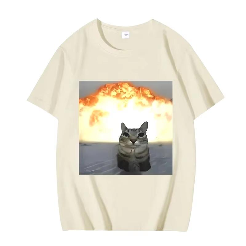 Funny Cat Meme Printed Tshirt Women Men Fashion Summer Oversized Short Sleeved Casual Harajuku Tshirts Tops Casual Clothing