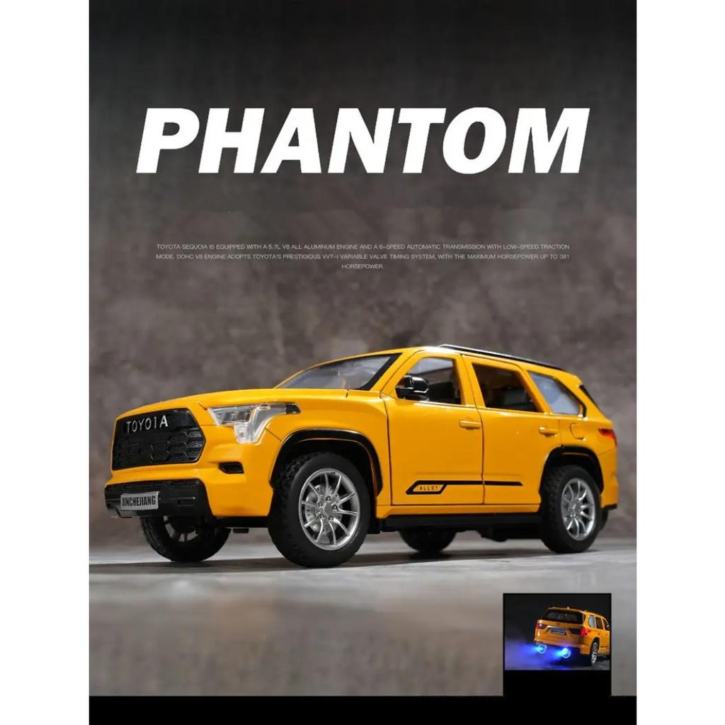 1/24 Toyota Sequoia SUV Simulation Alloy Car Model Diecast Metal Off-Road Vehicles Car Model Sound and Light Boys Toy for Children Gift