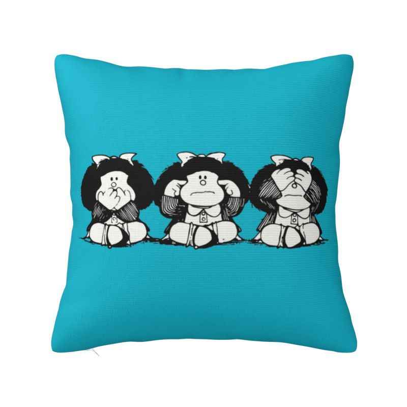 Quino Comic Cartoon Mafalda Throw Pillow Case Cm Home Decoration Cushion Cover Polyester Pillowcase Doublesided Printing