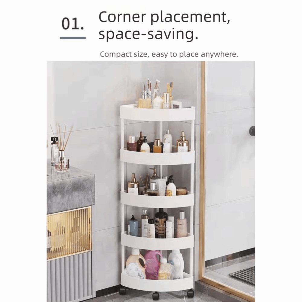 Multi-Tier Bathroom Storage Rack Large Capacity Rolling Cart Storage Rack Home Organizer