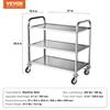 Kitchen Utility Cart, 3 Tiers, Wire Rolling Cart with 450LBS Capacity, Steel Service Cart on Wheels, Metal Storage Trolley with 80mm Basket Curved