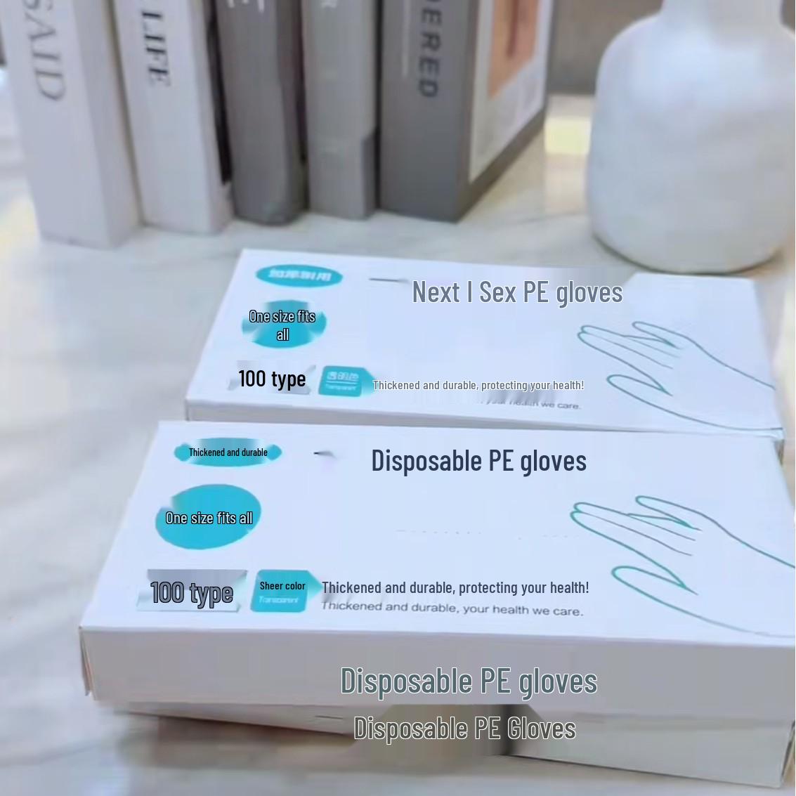 Individually Packaged Food Grade Disposable PE Gloves, 200-Piece Box