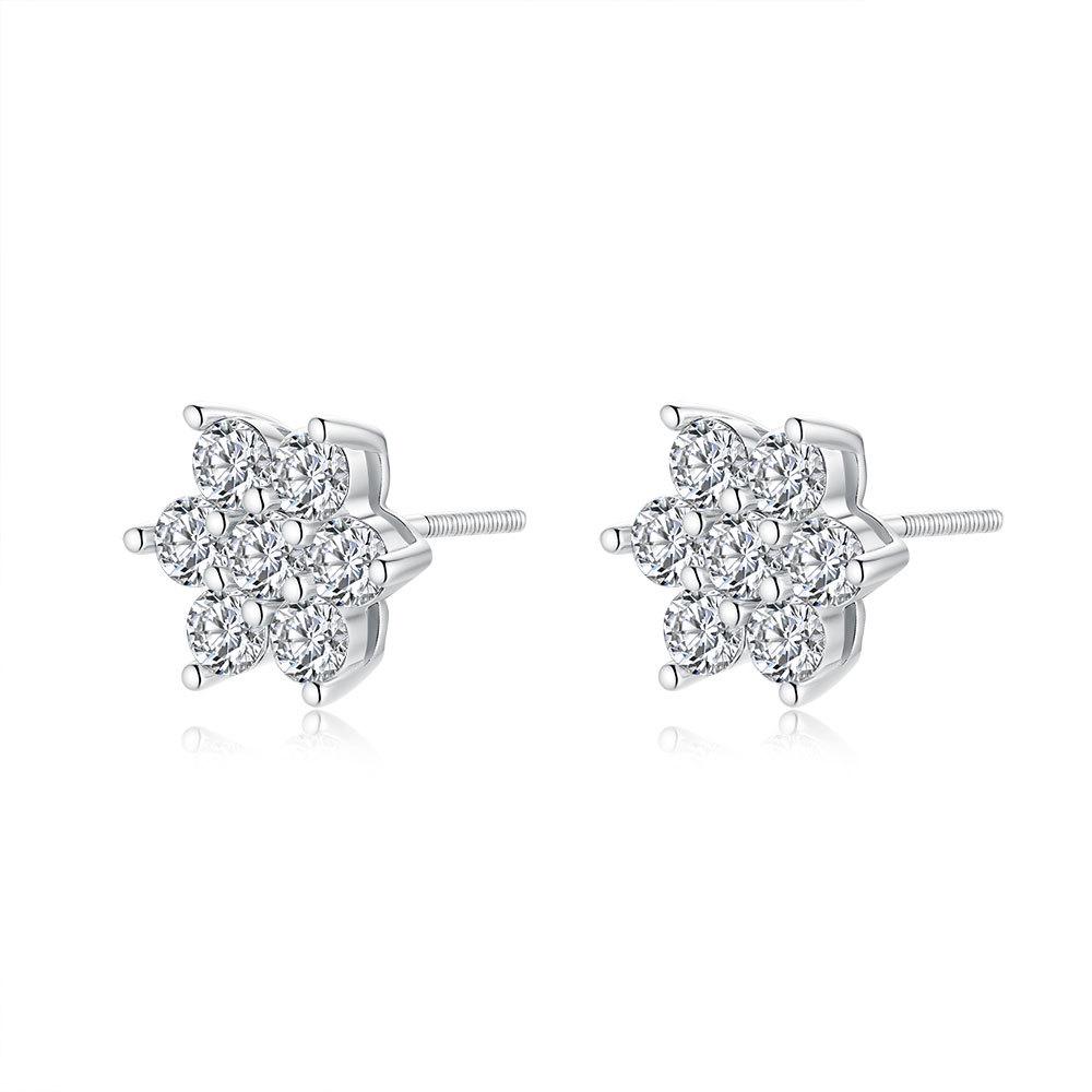 925 Sterling Silver Moissanite Stud Earrings - Unisex Fashion Round D Color