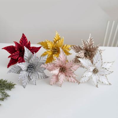 Weihnachtsblume 25cm Deko Glitzer Hängend Kunststoff