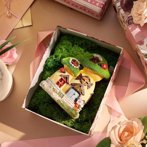 Valery Madelyn Gardening Goods Fluffy Mushroom House Solar Light Outdoor Garden Light Garden Ornament Figurine Garden Decoration Outdoor Statue Waterp